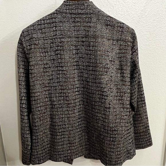 Chicos Blazer Coat Women Brn Tweed Plaid Button Band Collar Pocket Structure Sz3 - Picture 11 of 12